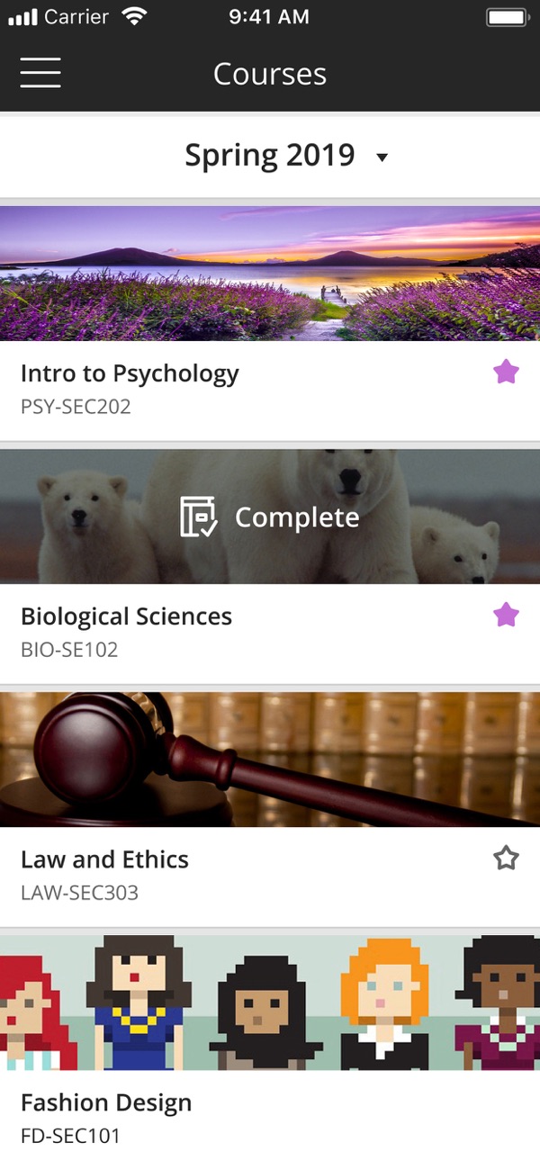 Blackboard app screenshot